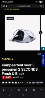 2sec tent black and white, Caravans en Kamperen, Ophalen of Verzenden, Zo goed als nieuw