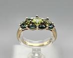 Gouden Vintage ring edelstenen peridot toermalijn. 2024/642., Handtassen en Accessoires, Ringen, 18 tot 19, Ophalen of Verzenden