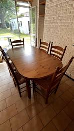 eettafel en 6 stoelen, Ophalen, Gebruikt, Klassiek, 50 tot 100 cm