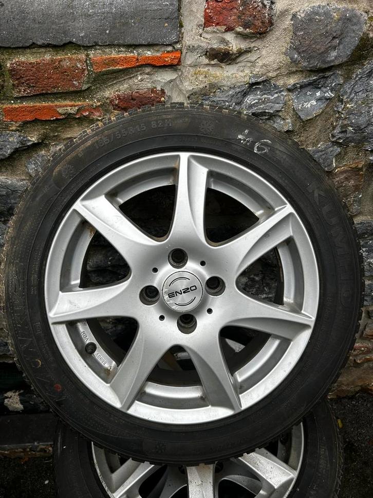 Jantes ENZO + Pneus hiver Kumho 185/55 R15 – Opel Tigra, Autos : Pièces & Accessoires, Pneus & Jantes, Pneu(s), Pneus hiver, Enlèvement