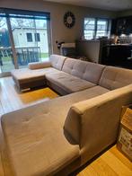 Grote beige U-zetel met opbergvak onderin zie foto, Huis en Inrichting, Ophalen