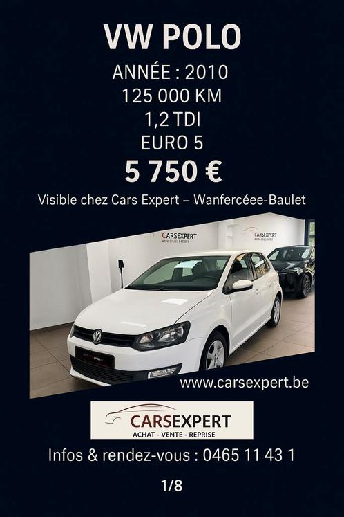 Vw Polo 1.2 TDI 125.000km 12 mois de Garantie, Auto's, Volkswagen, Bedrijf, Te koop, Polo, ABS, Airbags, Airconditioning, Boordcomputer