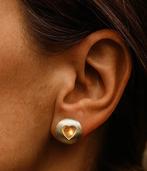 Boucles d'oreilles rondes bicolores et petit cœur, Enlèvement ou Envoi, Argent, Argent, Neuf