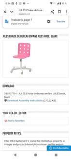 Ikea Jules, Maison & Meubles, Enlèvement, Comme neuf, Rose, Chaise de bureau