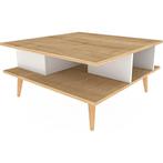 Table basse coloris blanc et chêne, 50 tot 100 cm, Minder dan 50 cm, Nieuw, Eikenhout