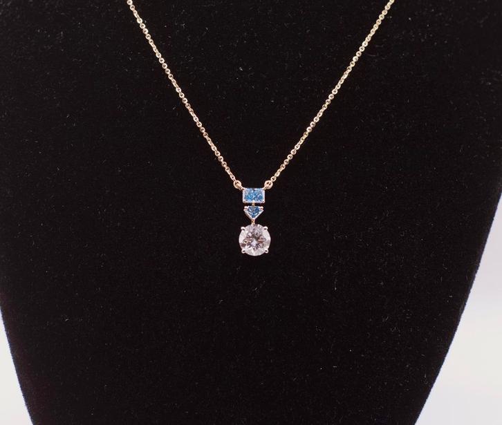 Halsketting 14kt Roségoud 2.08ct Diamanten + HRD Certificaat, Handtassen en Accessoires, Kettingen, Nieuw, Goud, Overige kleuren