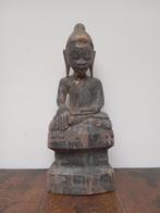 Superbe statue birmane en bois représentant Bouddha., Verzenden