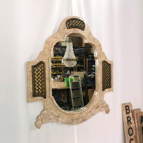 Speciale grote marmeren spiegel H 112cm B 99cm, Huis en Inrichting, Woonaccessoires | Spiegels, Zo goed als nieuw, 75 tot 100 cm