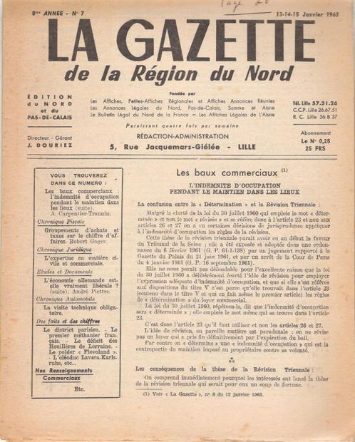 La Gazette de la Région du Nord, Verzamelen, Tijdschriften, Kranten en Knipsels, Krant, 1960 tot 1980, Ophalen of Verzenden