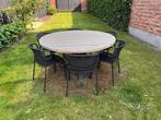 Tuinset tafel & stoelen GESCOVA Belgisch Design, Tuin en Terras, Tuintafels, Ophalen, Zo goed als nieuw, Rond, Hout