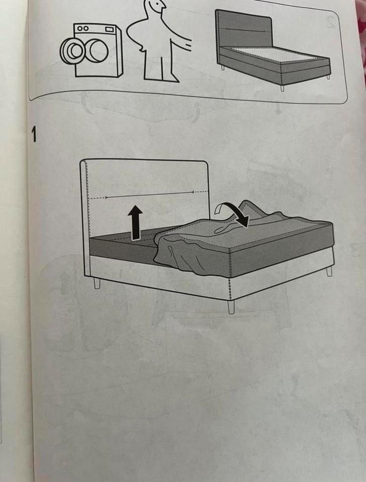 Housse lit/sommier, Odensvi beige clair, 180x200 cm, Huis en Inrichting, Slaapkamer | Slaapbanken, Zo goed als nieuw, Beige, Ophalen of Verzenden