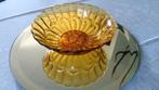 Art Deco glazen schaal glas amber persglas vintage Ø24cm, Antiek en Kunst, Antiek | Glaswerk en Kristal, Ophalen of Verzenden