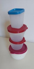 4 petits pots Tupperware, Maison & Meubles, Cuisine| Tupperware, Enlèvement, Utilisé, Bleu, Récipient ou Bol