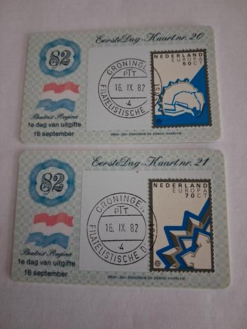 Nederland: Eerste dag-kaart nr 20 en 21 "1982" beschikbaar voor biedingen