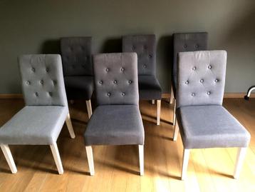 6 chaises bois lin gris/taupe