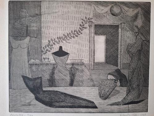 Mooie ets van Claude Lyr "Amorella" uit 1963, Antiek en Kunst, Kunst | Etsen en Gravures, Ophalen of Verzenden
