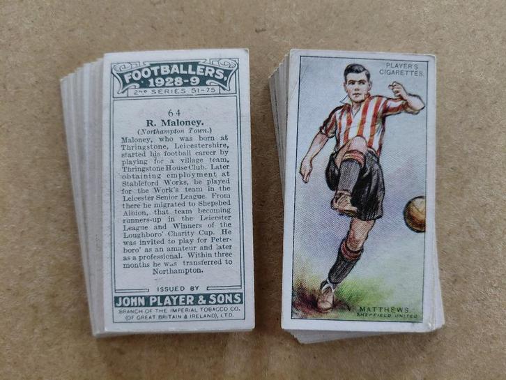 Footballers 1928-29 complete set 25 vintage voetbal chromos, Verzamelen, Sportartikelen en Voetbal, Poster, Plaatje of Sticker