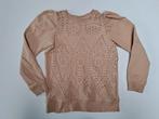 Mt 134 Lichtbruine sweater met broderie, Gebruikt, Meisje, Trui of Vest, Ophalen of Verzenden