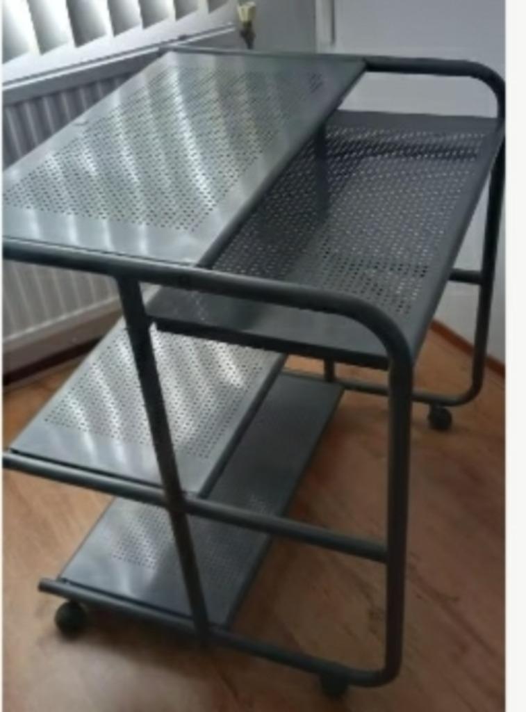 Giantex uitschuifbaar bureau met wieltjes, computertafel, consoletafel met 2 laden, secretaire, bureau, werktafel, bureautafel ruimtebesparend, van hout, afmetingen gesloten: 100 x 36 x 88 cm