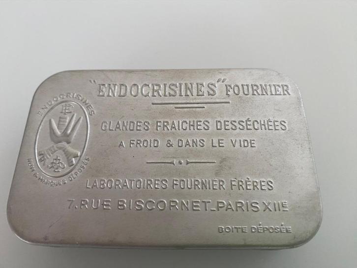 Vintage Pil Doos Blik "Endocrisines Fournier", Verzamelen, Blikken, Gebruikt, Overige, Overige merken, Ophalen of Verzenden