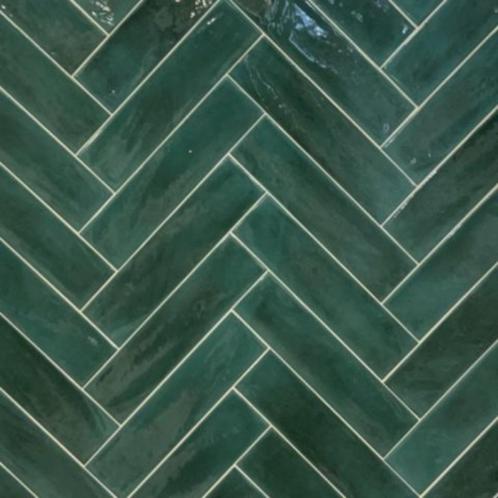 Wandtegels groen 7,5x30 handvormtegels Cifre opal tegels, Doe-het-zelf en Bouw, Tegels, Nieuw, Wandtegels, Keramiek, 20 tot 40 cm