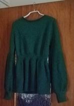 Pull vert taille M avec manches bouffantes et taille marquée, Comme neuf, Vert, Shein, Taille 38/40 (M)