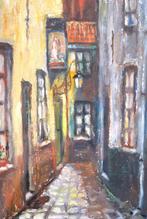 Edmond Van de Zande - Schilderij Achterbuurt Keistraat -1960, Ophalen of Verzenden