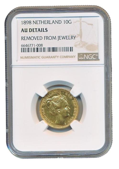 Nederland 10 Gulden 1898 Wilhelmina (AU details), Postzegels en Munten, Edelmetalen en Baren, Goud, Ophalen of Verzenden