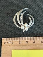 Zilver broche met markasiet en parels, Ophalen of Verzenden, Zo goed als nieuw, Zilver