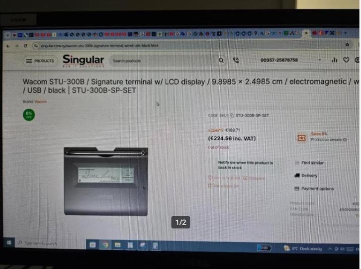 Wacom STU-300B/Signature-terminal met LCD-scherm, Computers en Software, Tekentablets, Nieuw, Draadloos, Ophalen