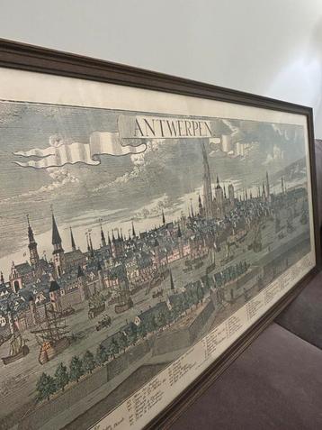 Ingekaderde prent Antwerpen 132x52 cm beschikbaar voor biedingen