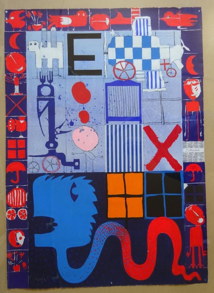 Christian Silvain, Origineel, Mixed Media, 106 x 75, Antiek en Kunst, Kunst | Schilderijen | Modern, Ophalen