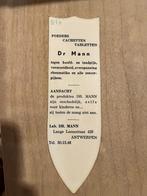 Vintage bladwijzer van Dr. Mann, stilt de pijn, Ophalen of Verzenden, Gebruikt, Reclame