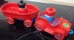 Vintage duplo auto met boot trailer, Ophalen, Gebruikt, Losse stenen, Duplo