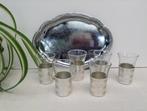 6 Vintage shot-of borrelglaasjes in ‘Silver’inoxhouder, Ophalen of Verzenden, Zo goed als nieuw, Borrel- of Shotglas