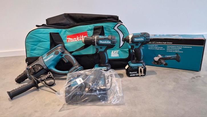 Makita combiset nieuw – 4 machines + 2 5.0Ah accu + lader, Doe-het-zelf en Bouw, Gereedschap | Machine-onderdelen en Toebehoren
