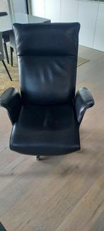 Zwarte leder relaxzetel, Huis en Inrichting, Ophalen, Gebruikt, Eenpersoons, Minder dan 75 cm
