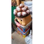 Oliebollen afvalbak – Oliebol 50 x 50 x 130 cm Verrijdbaar