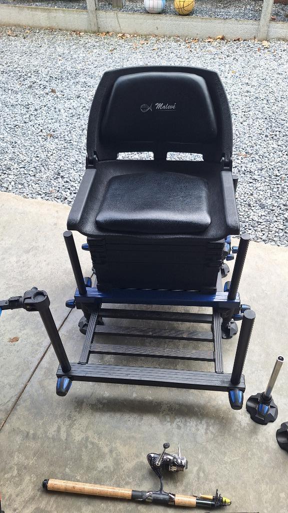 Malevé zitkist met draaibare stoel – compleet en stevig, Watersport en Boten, Hengelsport | Witvissen, Gebruikt, Ophalen