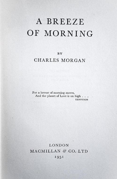 A Breeze of Morning - 1951 - Charles Morgan (1894-1958), Boeken, Romans, Gelezen, Europa overig, Verzenden