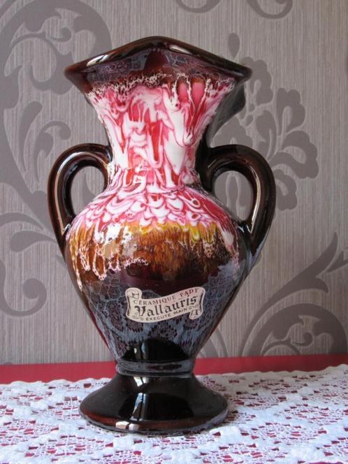 vaas FAT LAVA-keramiek-jaren 60-FADY VALLAURIS-FRANCE-VINTAG, Antiquités & Art, Antiquités | Vases, Enlèvement ou Envoi