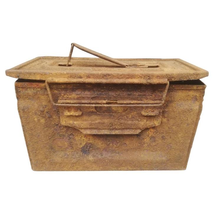 US Army - ammo-box bodemvondst Ardennen, Verzamelen, Militaria | Tweede Wereldoorlog, Landmacht, Kist of Geocache, Ophalen of Verzenden