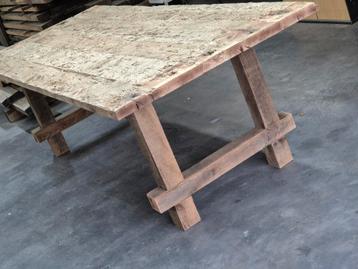 Tafel uit Wagonplanken geborsteld Kloostertafel boerentafel 