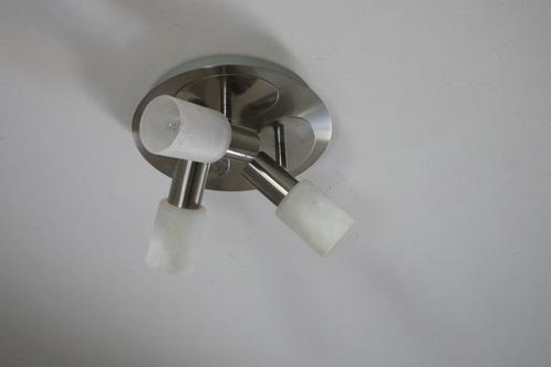 2 Plafonniers, Huis en Inrichting, Lampen | Plafondlampen, Gebruikt, Glas, Metaal, Ophalen