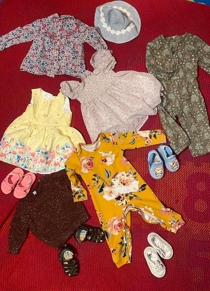 Set 11 zomerkleding/-schoenen baby meisje 7-15 mn (68-80 cm), Kinderen en Baby's, Babykleding | Maat 74, Gebruikt, Meisje, Setje