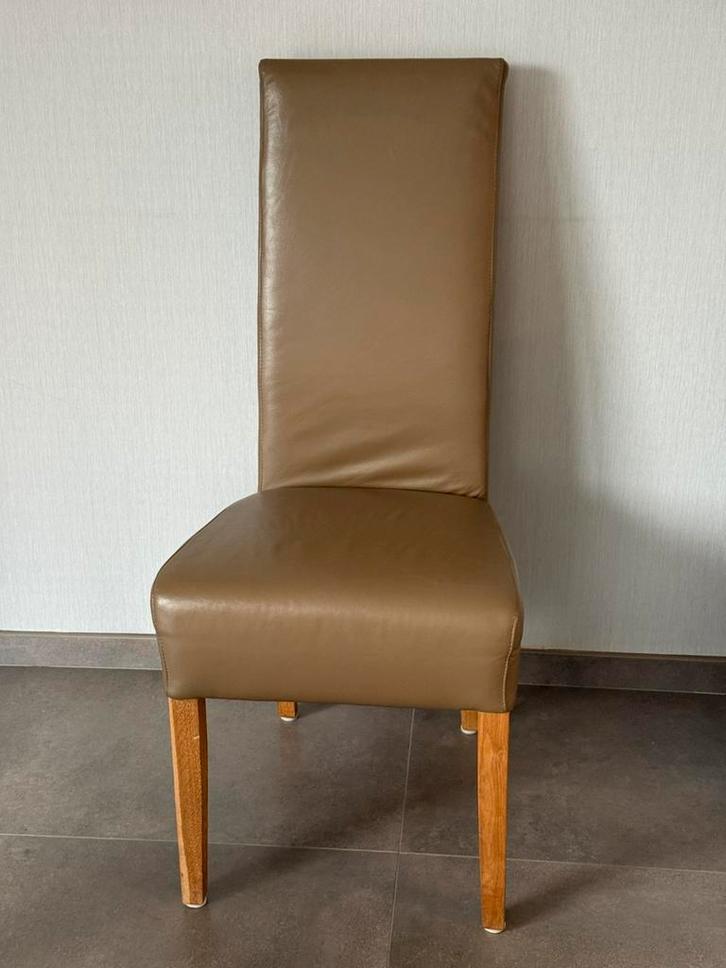 Eetkamerstoelen modern leder beige/taupe 8 stuks, Huis en Inrichting, Stoelen, Zo goed als nieuw, Vijf, Zes of meer stoelen, Leer