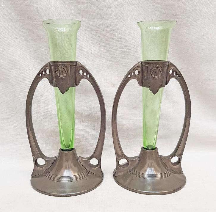 Ensemble de 2 vases Art Nouveau, Antiquités & Art, Antiquités | Verre & Cristal, Enlèvement ou Envoi