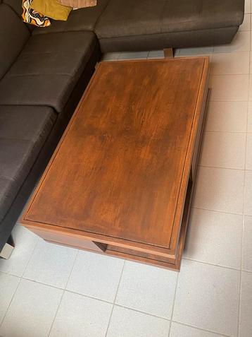 Houten Design Salontafel op wieltjes, 100 à 150 cm, Moins de 50 cm, Enlèvement, Utilisé
