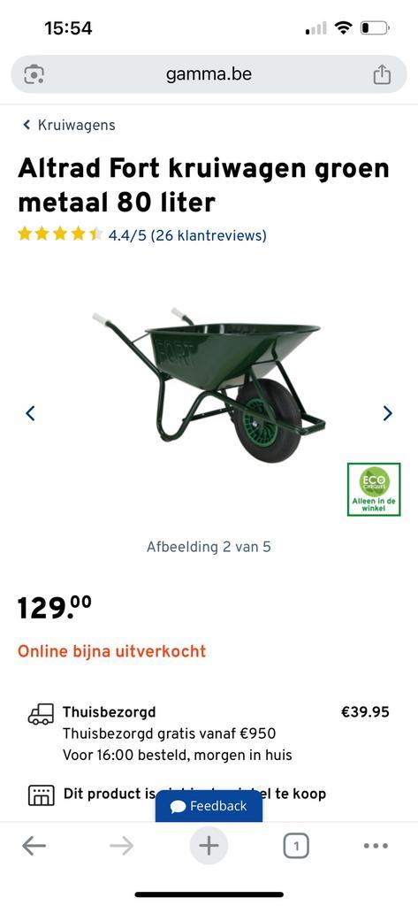Kruiwagen groen Altrad Fort met vernieuwde luchtband., Tuin en Terras, Kruiwagens, Zo goed als nieuw, Ophalen of Verzenden