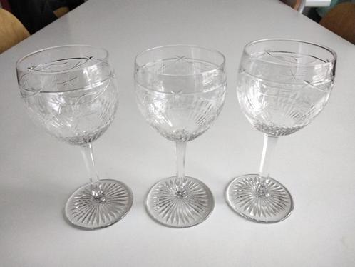 Set de 3 anciens verres en cristal de St Louis/vigne-raisins, Antiquités & Art, Antiquités | Verre & Cristal, Enlèvement ou Envoi